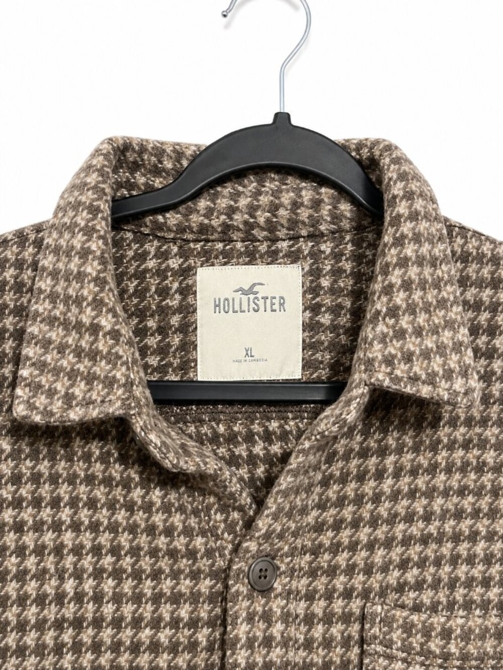 Hollister Brown Houndstooth Shirt Jacket Shacket Men’s XL Overshirt